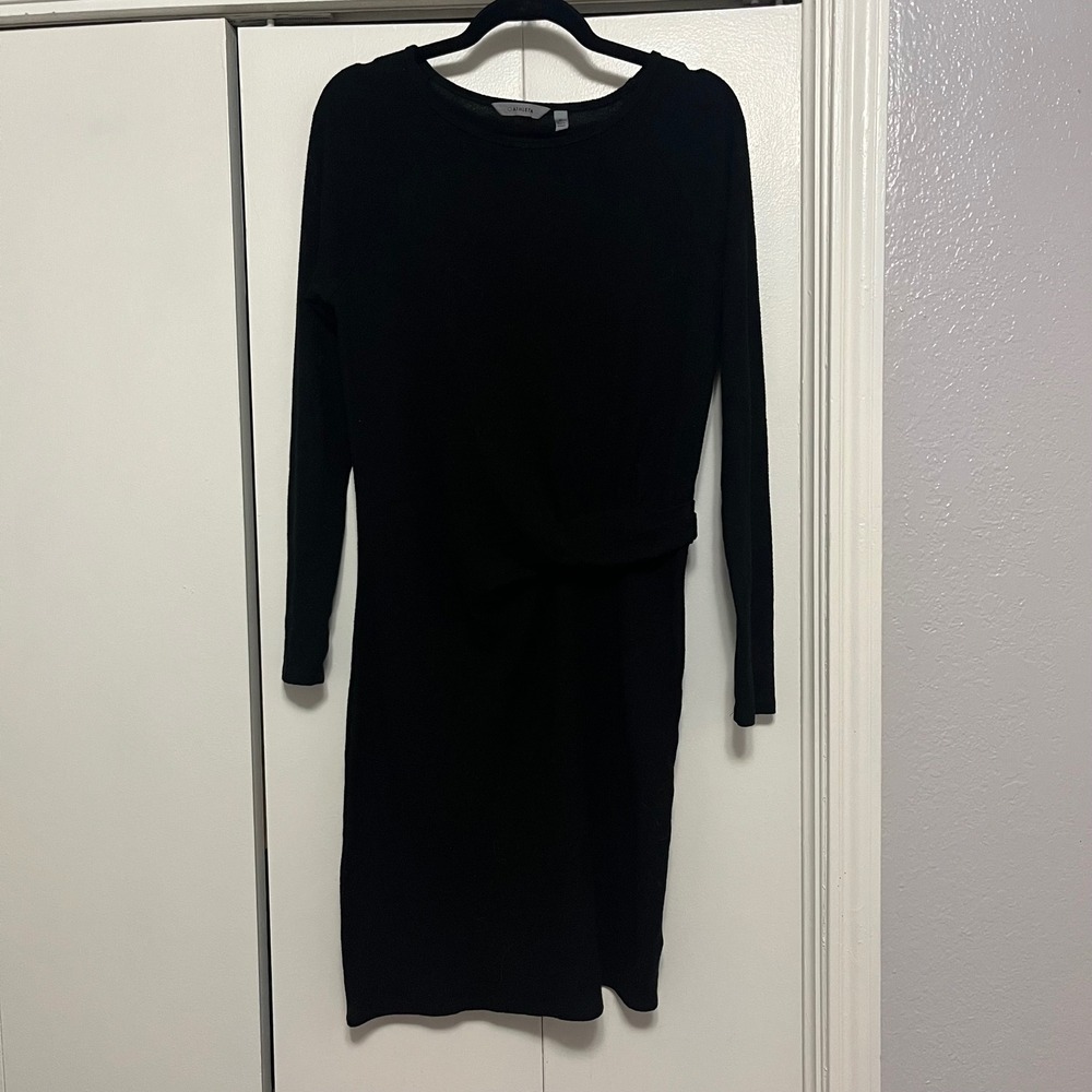 Athleta Black Knit Long Sleeve Twist Front Sheath Dress Women's Size M